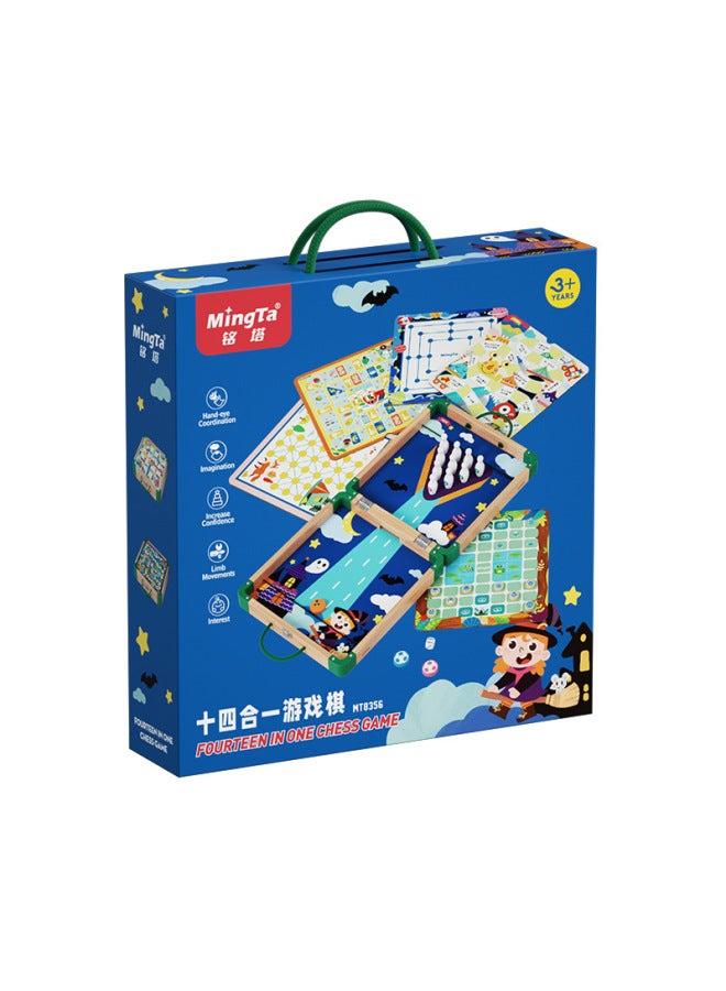 Mingta Puzzle 16-in-1 Multi-Functional Game Chess Kidsren's Logical Thinking Training Board Game Chess Interactive Toy